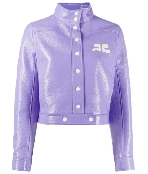 Lilly Collins S02 Emily In Paris Purple Leather Jacket