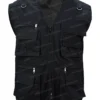 Mens Multi Pockets Outdoors Black Cotton Vest Front
