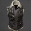 PUBG Biker Shearling Fur Leather Vest