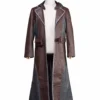 PUBG Brown and Grey Leather Hooded Coat