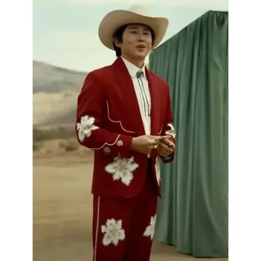 Steven Yeun Nope 2022 Cowboy Red Suit