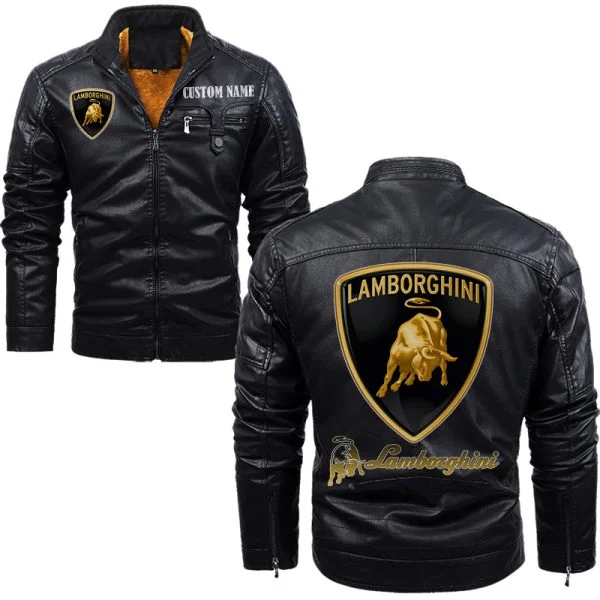 Lamborghini Black Leather Jacket - Oskar Jacket