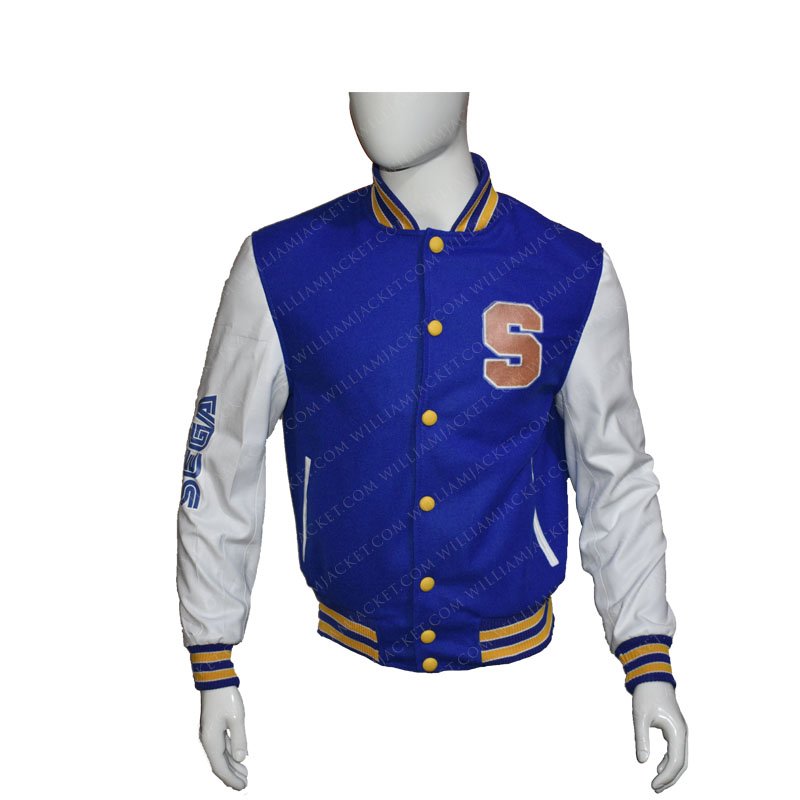 Sonic the Hedgehog Blue And White Varsity Jacket - Oskar Jacket