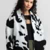 Cow Print North Face Fleece Jacket