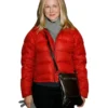 Laura Linney Red Puffer Jacket