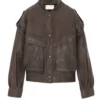 Hailey Bieber Brown PU Leather Jacket