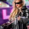 Rihanna F1 Las Vegas Grand Prix Racing Black Leather Jacket