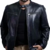 Frye Black Cafe Racer Leather Jacket