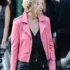 Gigi Hadid Pink Biker Leather Jacket