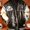 Las Vegas Raiders Black Leather Varsity Jacket