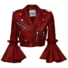 Blood Red Cropped Leather Jacket