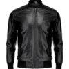 Mens Pure Cow Black Bomber Leather Jacket