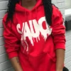 Red and White Pullover Hoodie