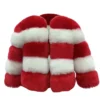 Valentine Red and White Fox Fur Jacket