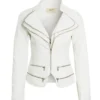 Womens White Biker Leather Jacket