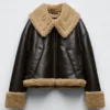 Zara Aviator Fur Leather Jacket