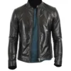 Stylish Leather Black Cafe Racer Jacket