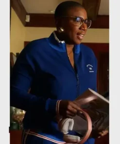 9-1-1 S04 Aisha Hinds Blue Fleece Bomber Jacket