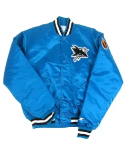 90s San Jose Sharks Blue Varsity Jacket