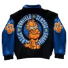 90s Vintage Garfield Classic Paws Leather Wool Varsity Bomber Jacket For Men