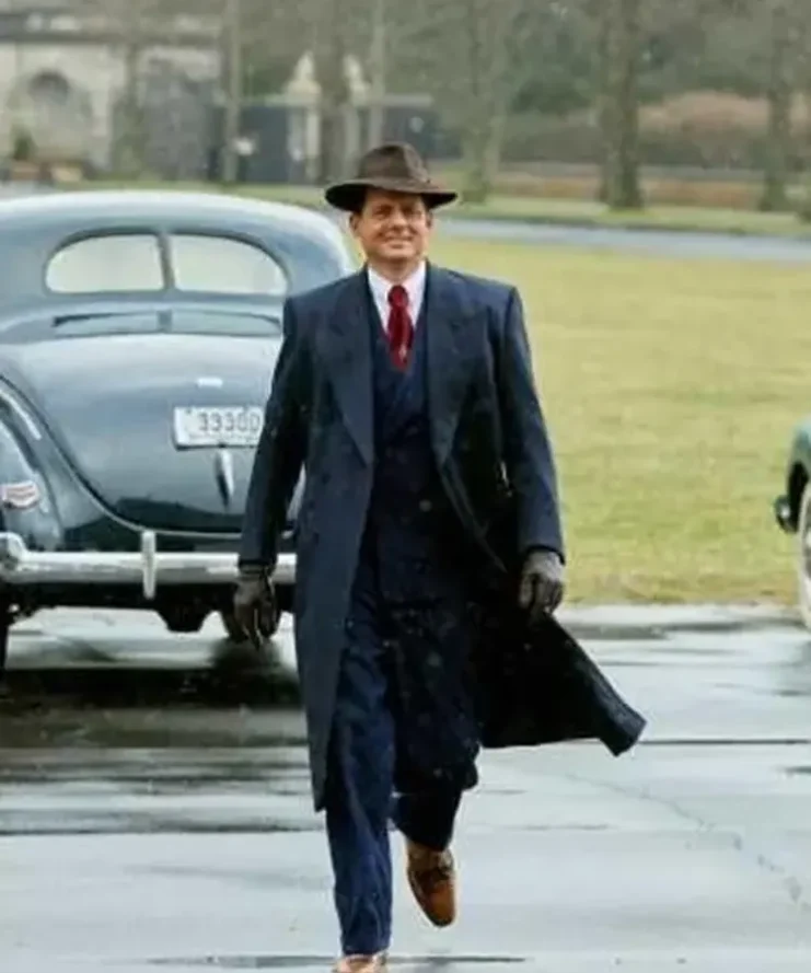 A Biltmore Christmas Jack Huston Blue Trench Coat