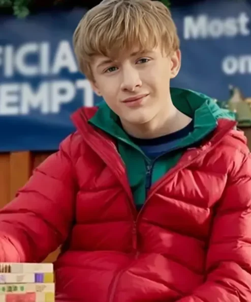 A-World-Record-Christmas-Aias-Dalman-Red-Puffer-Jacket