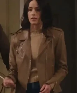 Abigail Spencer Extended Family S01 Brown Biker Leather Jacket
