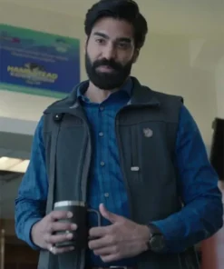 Ablack Maid Raymond Brown and Blue Cotton Vest Front look