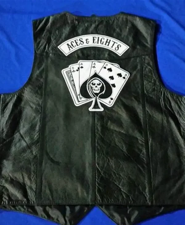 Aces and Eights Total Nonstop Green Leather Vest