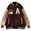 Achock Brown Letterman Varsity Jacket