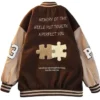 Achock Brown Letterman Varsity Jacket back look
