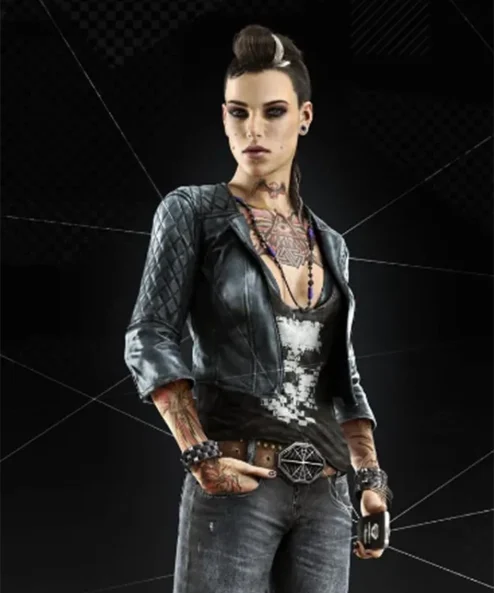 Aiden Pearce Clara Lille Watch Dogs Black Leather Jacket