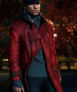 Aiden Pearce Watch Dogs Leather Red Coat