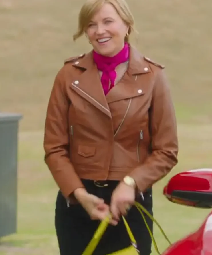 Alexa Crowe My Life Is Murder Brown Biker Suede Jacket