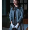 Alexa Davalos The Man In The High Castle Blue Long Coat