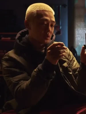 Alive Yoo Ah-in Green Quilted Puffer Jacket Full