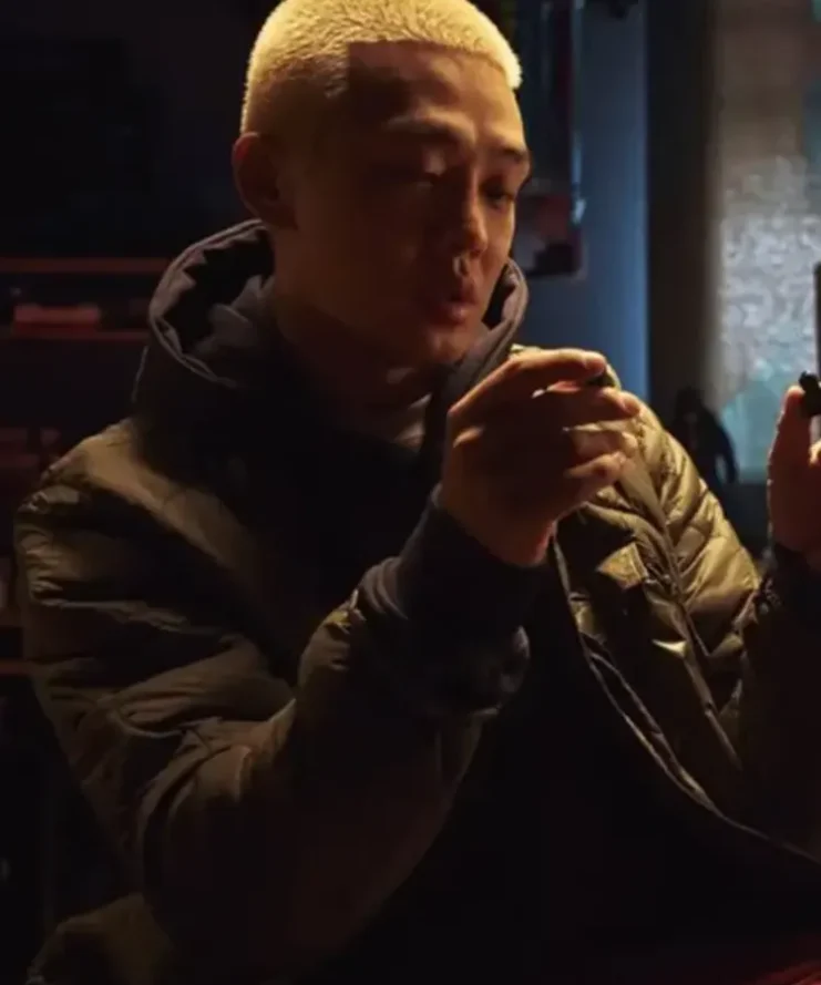 Alive Yoo Ah-in Green Quilted Puffer Jacket Full
