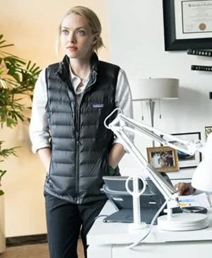 Amanda Seyfried The Dropout Black Puffer Vest