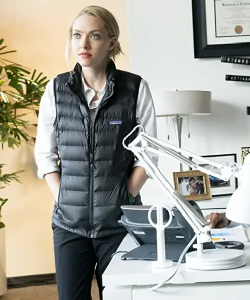 Amanda Seyfried The Dropout Black Puffer Vest