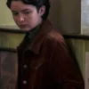 Ambrose Chilling Adventures of Sabrina Maroon Leather Coat