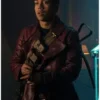 Ambrose Chilling Adventures of Sabrina Maroon Leather Coat