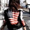 American Flag Selena Gomez Black Jacket