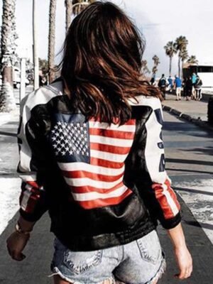American Flag Selena Gomez Black Jacket