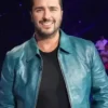 American Idol Luke Bryan Teal Green Leather Jacket