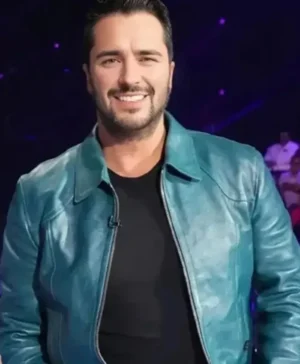 American Idol Luke Bryan Teal Green Leather Jacket