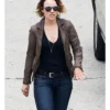 Ani Bezzerides True Detective Brown Biker Leather Jacket