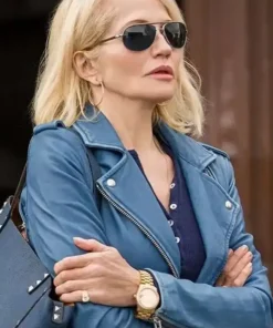 Animal Kingdom Janine Cody Blue Biker Leather Jacket