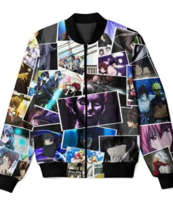 Anime-Collage-Print-Bomber-Jacket