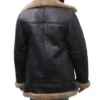 Annie Black Leather Shearling Jacket Back