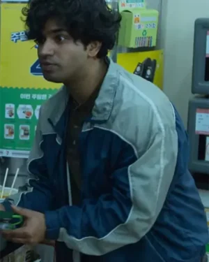 Anupam Tripathi Squid Game Blue and Grey Polyester Jacket